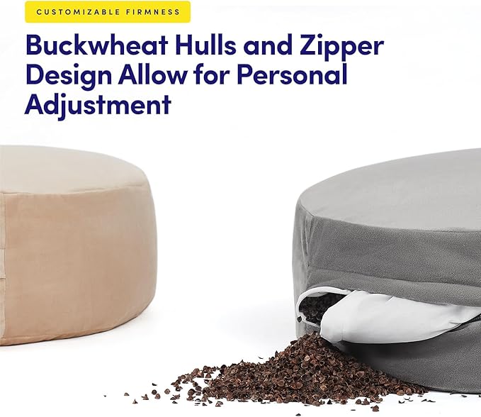 Meditation Cushion Bolster Pillow for Restorative Yoga – Supportive Cushion for Meditation, Pilates, and Relaxation – Filled with Buckwheat Hulls - Removable Cover - Bloomnest