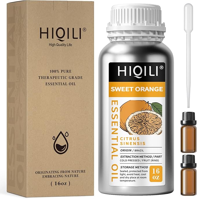 HIQILI 16 Fl Oz Orange Essential Oil, Pure and Natural for Diffuser, Skin - 500ML - Bloomnest