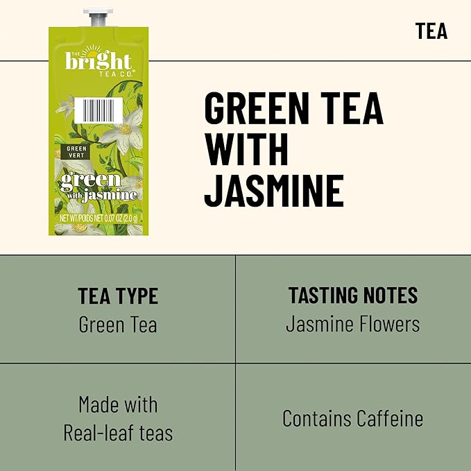 Flavia Bright Tea Co. Green Tea With Jasmine Freshpacks works only with Flavia Brewers (Case of 40) - Bloomnest