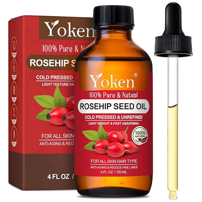 Rosehip Seed Oil For Face,100% Pure Rosehip oils For Skin,Scars,Hair & Nails.4 fl Oz Cold Pressed Rose Hips Oil For Skin Care, Anti-Aging, Scar Treatment, GUA SHA Massage DIY (4 Fl Oz) - Bloomnest