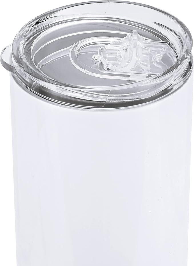 makerflo 14 oz White Skinny Sublimation Blank Tumbler Pack of 25 with Lid and Straw | Craft-Ready for DIY Gifts & Personalization (Sublimation, Epoxy, UV DTF, Vinyl, and Laser Engraving) - Bloomnest