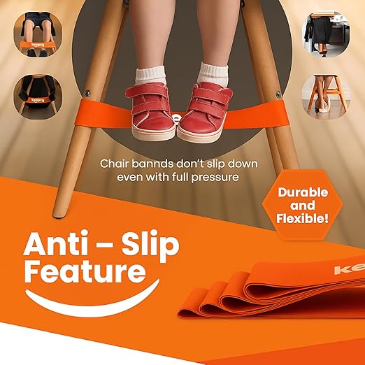4 Pack Chair Bands, Anti Slip Chair Bands for Kids with Fidgety Feet, ADHD Chair Bands for Classroom, Desk Bands for Student Desks, Sensory Chair Rubber Bands - Bloomnest