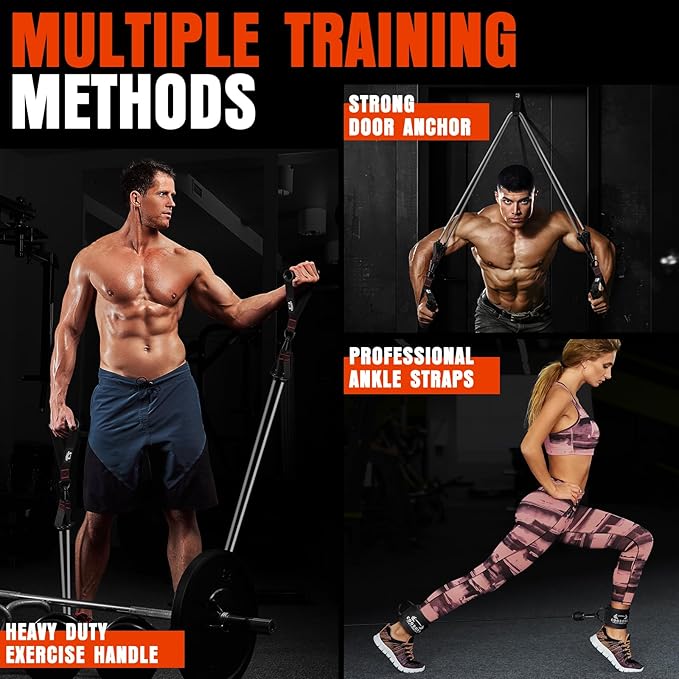 Heavy Resistance Bands for Working Out, 300LBS Exercise Bands with Handles, Workout Bands for Men, Weight Fitness Bands Set for Muscle Training, Strength, Slim, Yoga, Home Gym Equipment - Bloomnest