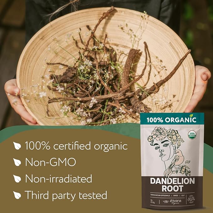 Dandelion Root Tea Loose (16 oz.) – Organic Dandelion Root Herb - Te de Diente de Leon Organico Natural - Liver Cleanse, Digestion, Liver Detox - Bloomnest