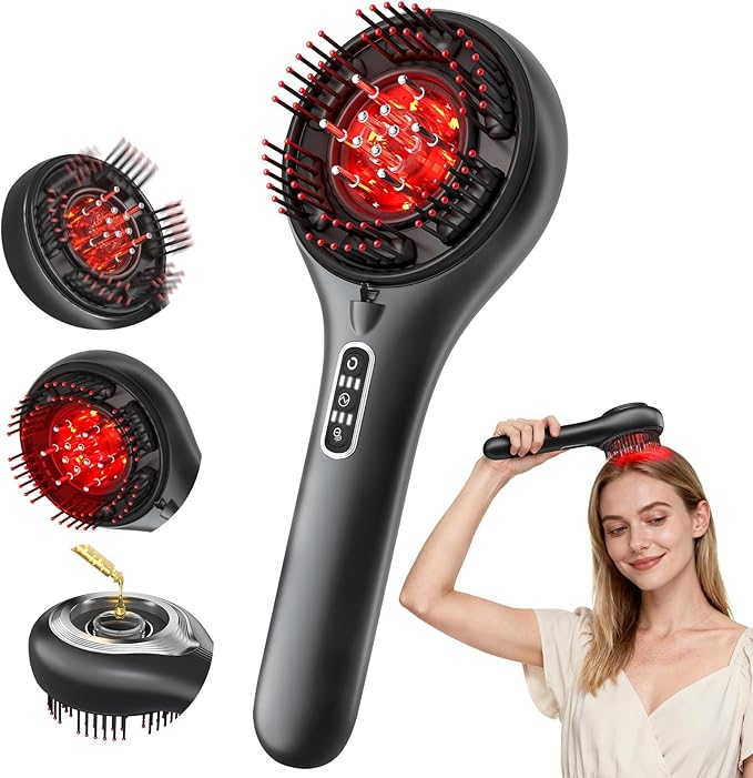 Morfone Upgrade 3 in 1 Electric Scalp Massager Brushes, Hair Oil Applicator, IPX7 Waterproof Scalp Massager Comb, Cordless & Portable Adjustable Modes for Men Women Morfone