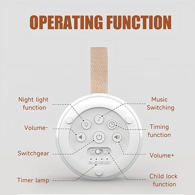 Sound Machine with 24 Relaxing Nature Sounds,Sleep Portable Travel White Noise Machine for Home,Office,Nursery,Timed and Adjustable with Lights Sound Machine - Bloomnest