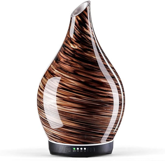 Porseme 280ml Essential Oil Diffuser Glass Color Changing Aroma Air Diffusers Aromatherapy Ultrasonic Cool Mist Humidifier 7 Running Hours Waterless Auto-Off for Sleeping, Yoga, Office (Dark Golden) - Bloomnest