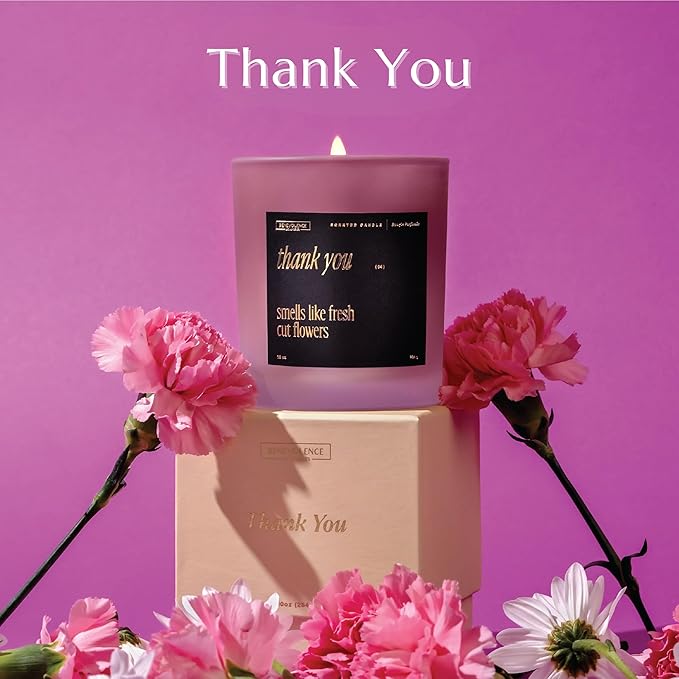 Benevolence LA Thank You Scented Candles | 10 oz, 40-50 Hour Burn, Thank You Gifts for Women, Men Coworkers | Appreciation Gifts for Best Friend | Fall Candles - Smells Like Fresh Cut Flowers - Bloomnest