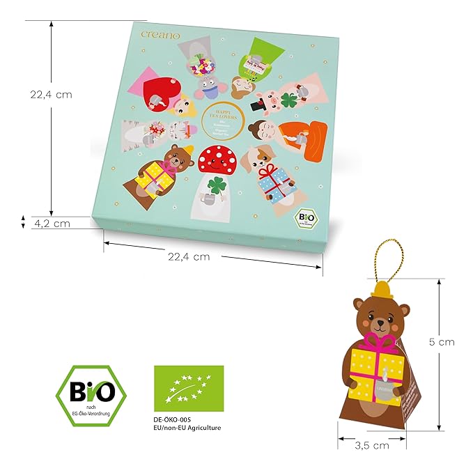 Creano Organic Herbal Tea Gift Set ‘Tea Lovers’ – 9 pyramid tea bags in 9 cute shapes to give as gifts – 22.5g* - Bloomnest