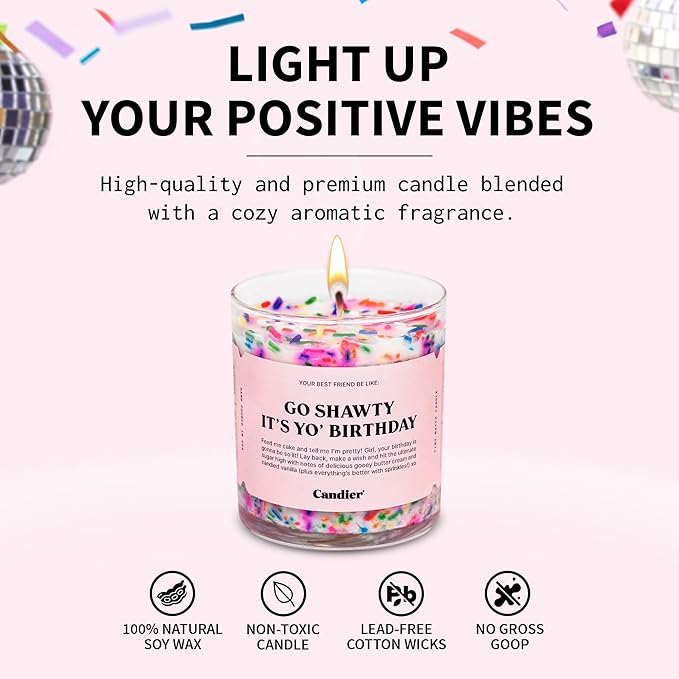 Birthday Cake Scented Candle, Natural Soy Candle with Birthday Cake & Buttercream Notes, Aromatherapy for Relaxation, Unique Candles Gifts for Women, 60-Hour Burn Time - Candier by Ryan Porter - Bloomnest