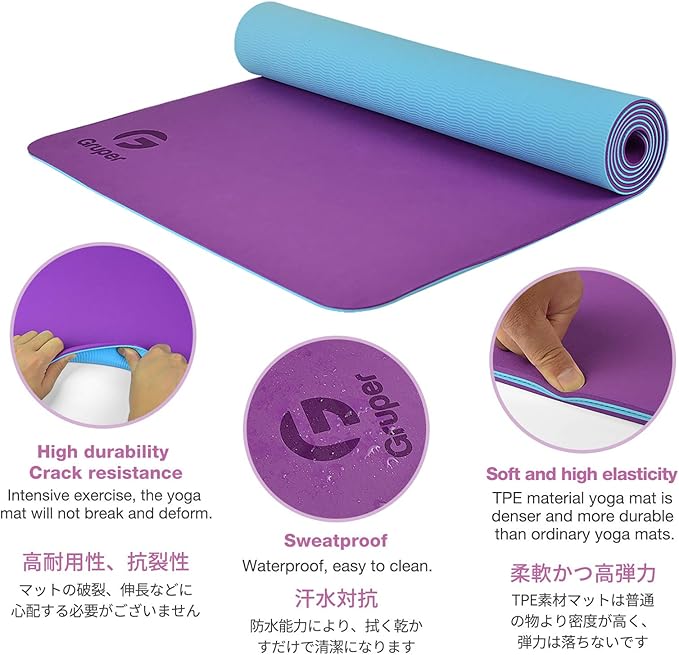 Yoga Mat Non Slip, Eco Friendly Fitness Exercise Mat with Carrying Strap,Pro Yoga Mats for Women,Workout Mats for Home, Pilates and Floor Exercises - Bloomnest