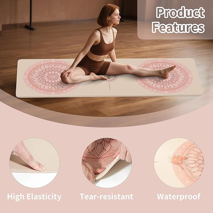 HAHE Yoga Mat Thick (8MM,1/3"), Eco-Friendly POE Non Slip Yoga Mat, High Rebound & Shock Absorption, Anti-Tear & Sweat-Resistant for Yoga, Fitness, Home, Workouts, Large Pilates Mats 72"x24" with Carrying Strap - Bloomnest