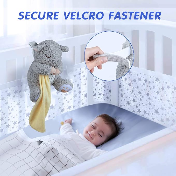 BEREST Baby White Noise Machine Stuffed Animal Toy, Mom's Heartbeat Lullabies Sheep Sleep Soother, Nursery Decor Night Light Projector, Toddler Crib Sleeping Aid, Babies Shower Gifts Portable - Bloomnest