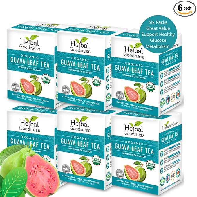 Herbal Goodness Guava Leaf Tea - 6 Packs | Herbal Tea for Natural Digestive & Immune Support - Hojas De Guayaba Organica for Heart-Healthy | Organic, Non-GMO, Caffeine-Free Antioxidant Wellness Tea - Bloomnest