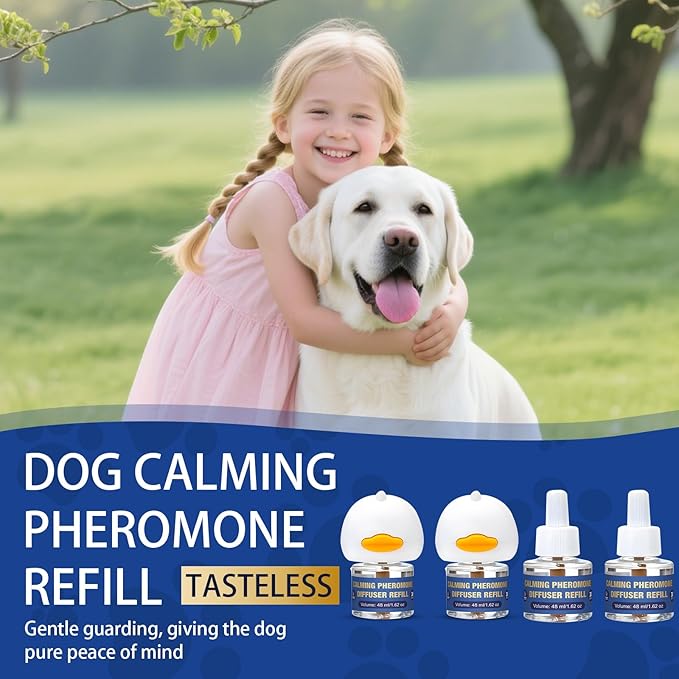 Dog Pheromone Calming Diffuser: Relaxing Pheromone Diffuser for Dogs Relief Stress Anxiety Fighting Scratching Barking, Dog Calming Pheromone Diffuser Kit with 2 Plug in Diffuser+4 Refill 48ml (6in1) - Bloomnest