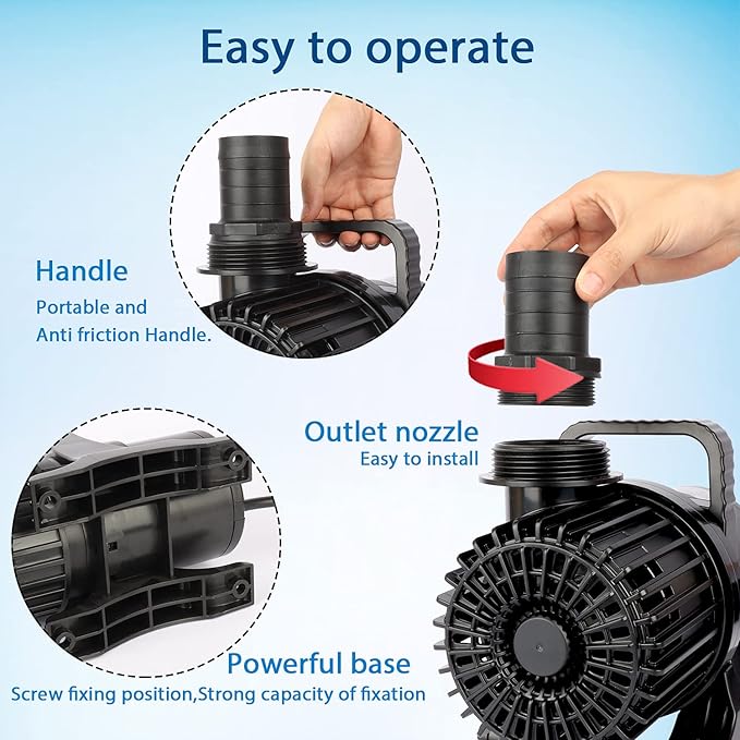 WaterRebirth (8600GPH 520W, UL listed) High Flow Submersible Water Fountain Aquarium Sump Pond Electric Waterfall Pump PS-8600 - Bloomnest