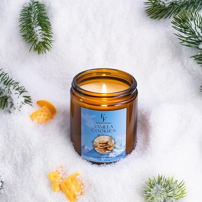 Winter Candle, Vanilla Cookies Scented Candles for Home, Holiday Candles Natural Soy Candle, Aromatherapy Candle 7 oz Jar Candles Winter Gifts for Women Men - Bloomnest
