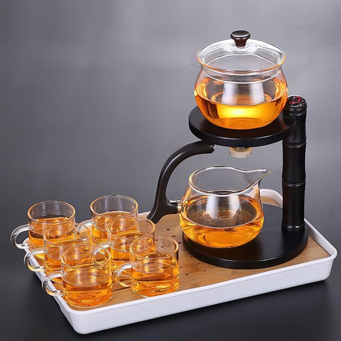 Semi Automatic Tea Set, Lazy Kungfu Tea Set, Lazy Kung Fu Drip Teapot, Magnetic Tea Pot With Magnetic Ball, Heat Resistant Gongfu Glass Teapot Set, Gift For Fathers Day, Thanksgiving Birthdays - Bloomnest