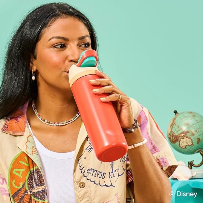 Owala Disney Princess FreeSip Insulated Stainless Steel Water Bottle with Straw for Sports and Travel, BPA-Free Sports Water Bottle, 24 oz, Moana Owala