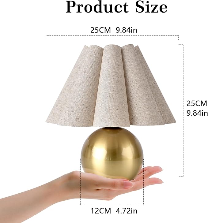 Gold Small Touch Control Table Lamp for Bedroom, Brass Gold Bedside Lamps for Nightstand, Cute Mini Small Table Lamps for Small Spaces with Scalloped Shade for Kitchen Counter, Bookshelf, Living Room - Bloomnest