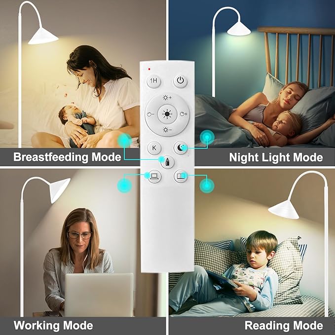 LED Floor Lamp, 18W Floor Lamp with Remote & Touch Control, 2700K-6500K Adjustable Eye Caring Standing Light for Living Room, Bedroom, Office - Bloomnest