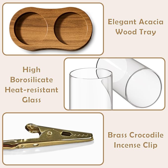 2 in 1 Incense Holder for Sticks with Glass Ash Catcher, Anti-Ash Flying Upside Down Insence Stick Burner, Modern Vertical Inscents-Sticks Holder for Yoga Spa Meditation Home Decor - Bloomnest