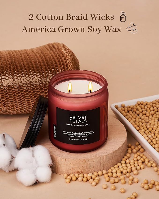 M&SENSE Sandalwood Floral Soy Candles for Home Scented, Organic Natural Soy Wax 11.6oz 70 Hour Long Lasting, Luxury Floral Scented Candle Gifts for Women - Bloomnest