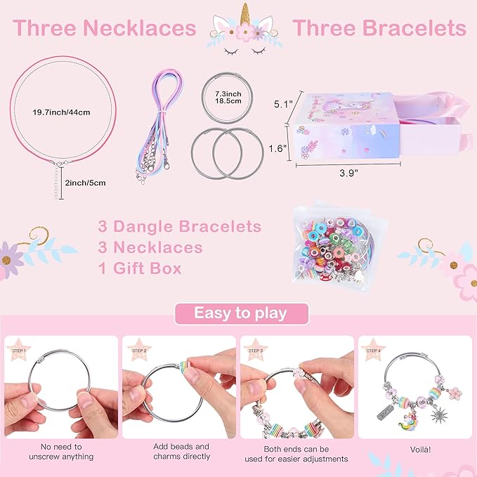 Gifts for Girls Age 6-8 8-10,Bracelet Making Kit,Girls Toys,Gift Basket That Inspires Creativity and Individuality and is Fun to Play with Friends Create a Unique Gift for Your Friend - Bloomnest