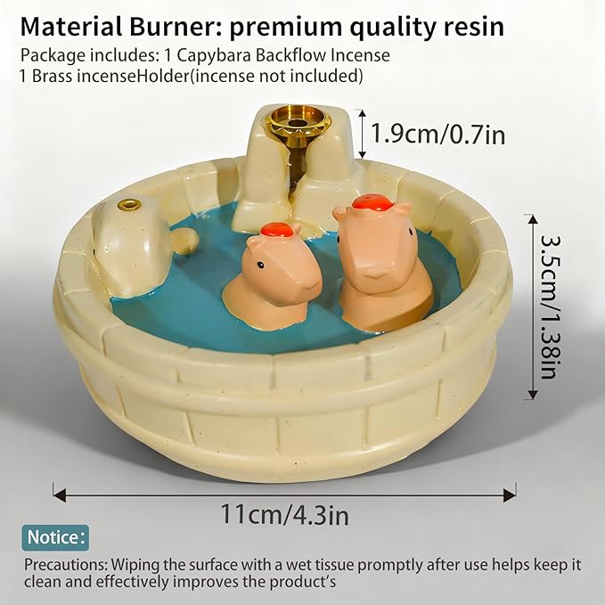 White Capybara Backflow Incense Holder - Adorable Unique Design with Waterfall Effect for Relaxation & Aromatherapy | Perfect for Energy Cleansing,Yoga,Meditation,Zen Spaces, and Altar Decor - Bloomnest