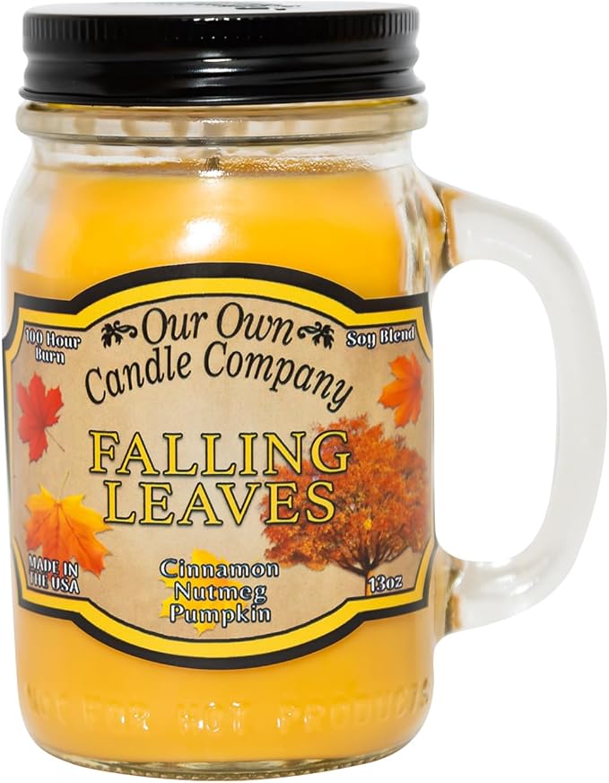 Our Own Candle Company, Falling Leaves Scented Mason Jar Candle, 100 Hour Burn Time, 13 Ounces - Bloomnest