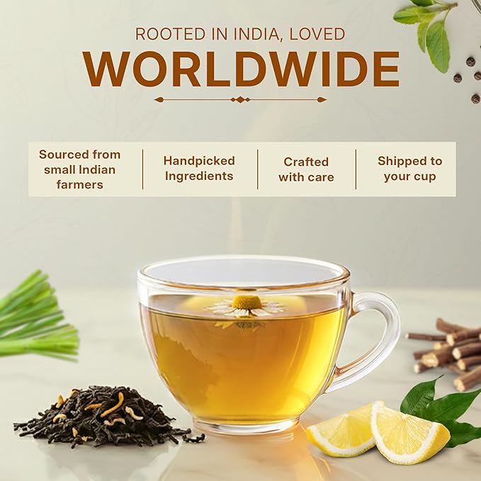 Honey Lemon Green Tea Bags (50 Count), Chamomile, Lemon & Honey Extract, Caffeinated, Real Green Tea, Blended Herbs & Spices, Gluten Free