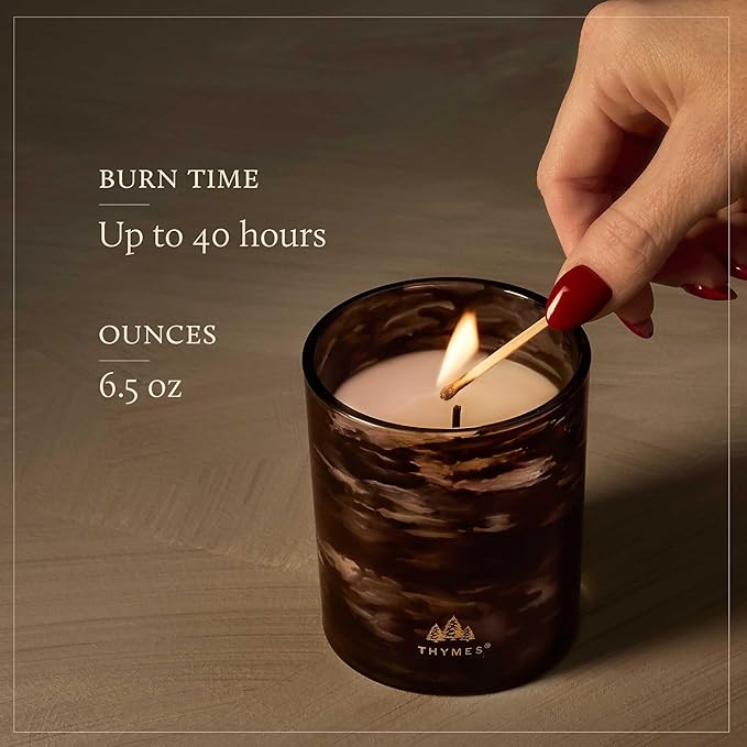 Thymes Noir Woods Scented Candles for Home Decor – Notes of Fresh Evergreen, Smoky Wood & Golden Amber – Luxury Home Fragrance Gifts for Women & Men – Burns Up to 40 Hrs (Boxed Votive Candle, 6.5 oz) - Bloomnest