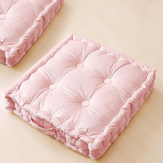 Square Floor Pillows, Large Floor Cushion for Adults Kids, Meditation Floor Pillow Seating Cushion with Shredded Memory Foam and Silk Wadding, 20"x20"x5" Blush 2 Count - Bloomnest