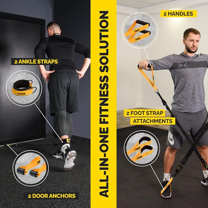 Tube Resistance Bands for Working Out Men and Women - Exercise Bands Resistance Bands Set, Resistance Band Bar, Handles, Ankle Straps, Foot Straps and Door Anchor - Bloomnest