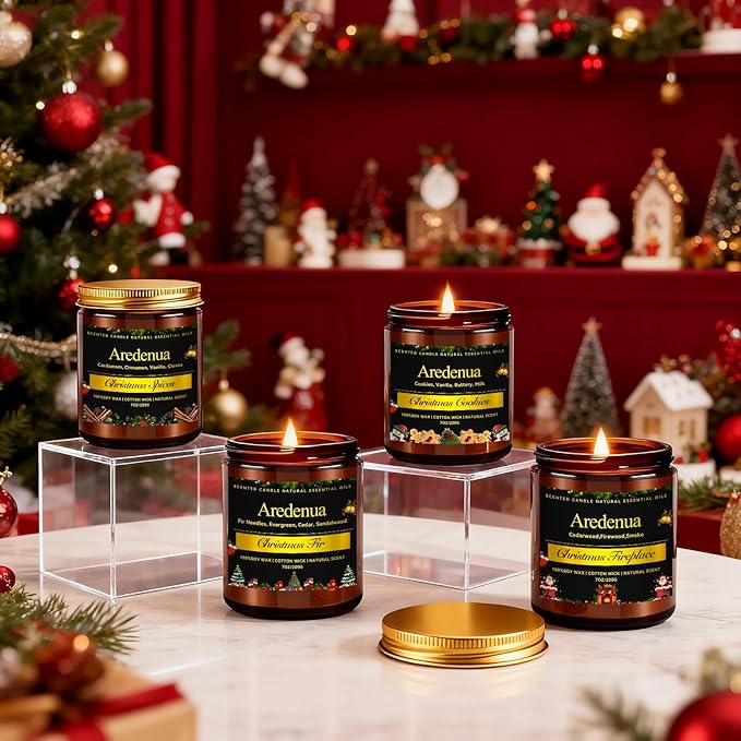 Balsam Cedar Candle | Christmas Scented Candle - Long Lasting Christmas Tree Pine Scent, Winter Holiday Candles - 7 oz Soy Candles Home Scented, Xmas Holiday Gift for Men & Women - Bloomnest