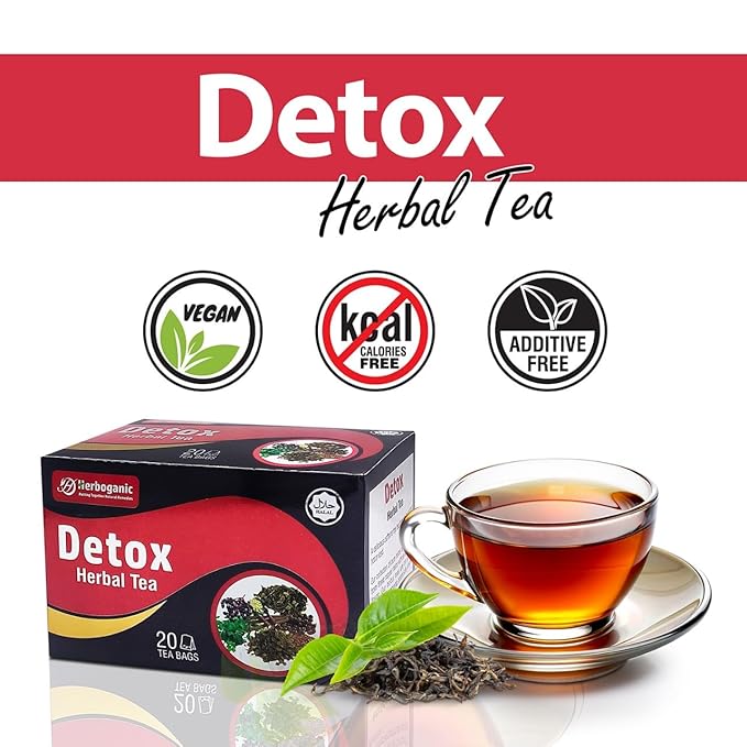 Herboganic Detox Herbal Tea - Wide Variety of Flavors and Benefits | Natural Ingredients | Digestion Support, Immune Boost and More | 20 Tea Bags - Bloomnest