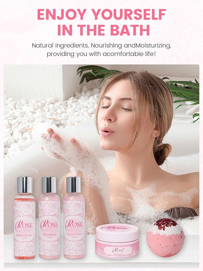 Valentine's Day Gifts for Her Rose Spa Set - 16 Pcs Bath & Body Care Kit with Bath Bombs & Lotions Relaxing Home Spa Gift for Mom, Wife & Friend Ideal for Mother’s Day, Birthday & Thank You - Bloomnest