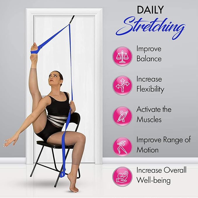 Stretching Strap With Door Anchor - Stretching Equipment to Improve Legs Flexibility - Splits Trainer For Home Ideal In Ballet, Dance, Cheerleading, Taekwondo, Yoga, Pole Dancing & Gymnastics - Bloomnest
