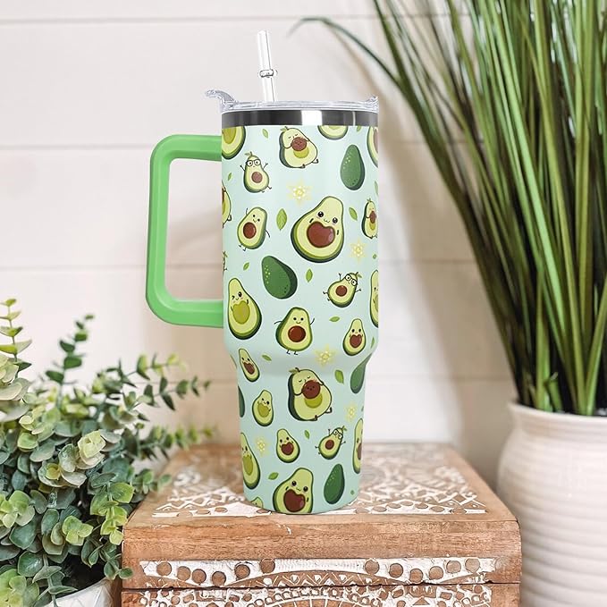Ceovfoi 40 Oz Avocado Tumbler With Handle,Avocado Coffee Travel Mug Cup Water Bottle,Avocado Gifts for Women,Avocado Decor Stuff Accessories - Bloomnest