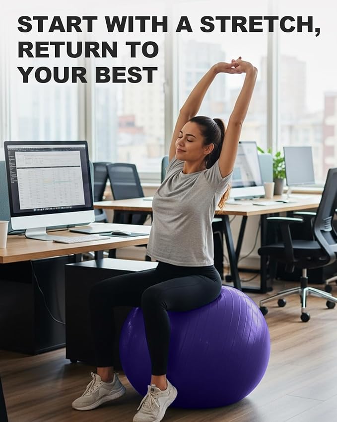 Trideer Exercise Ball for Yoga, Pilates & Fitness – Stability Ball Equipment for Home Gym & Office Chair, Core & Balance Training Accessories, Physical Therapy Equipment, Quick Pump Included, 5 Sizes - Bloomnest