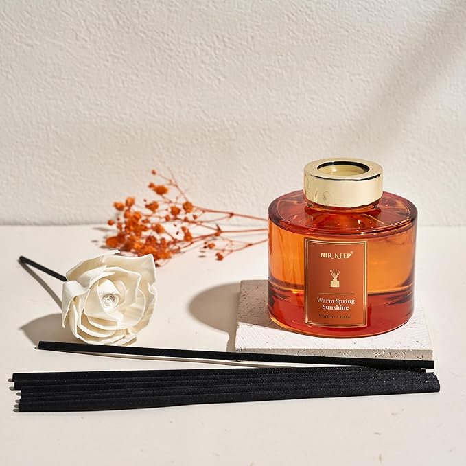 Airkeep Flower Reed Diffusers Set, 5.07 oz Freesia/Passion Fruit/Orange Scented Oil Diffuser with 8 Reed Sticks, Home Fragrance Diffuser Gift Set for Bathroom & Office Decor 150ml - Bloomnest