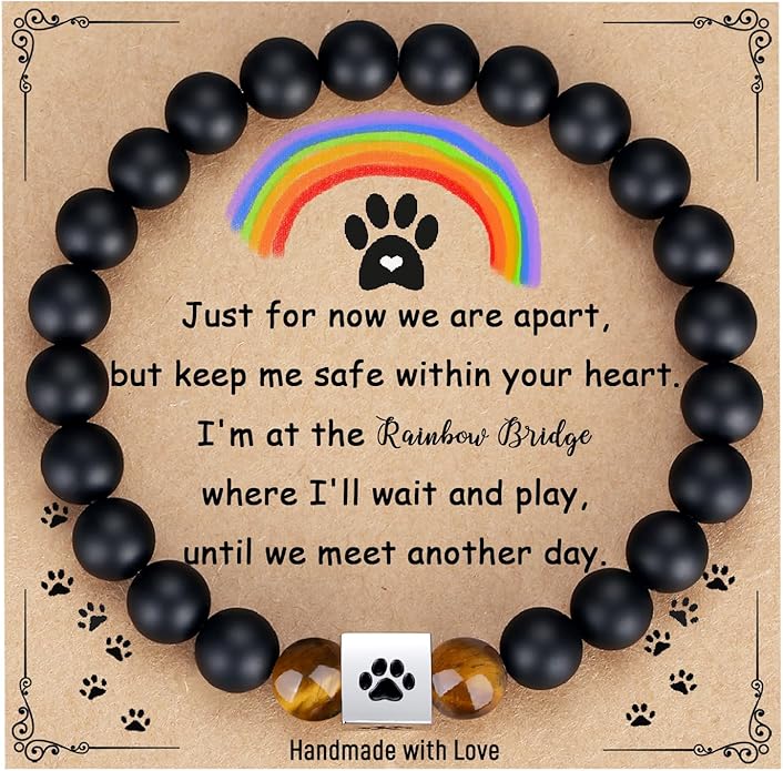 TONY & SANDY Dog Memorial Gifts, Pet Sympathy Rainbow Bridge Pet Memorial Bracelet for Men Women Girls Who Loss of Beloved Dog Cat - Bloomnest