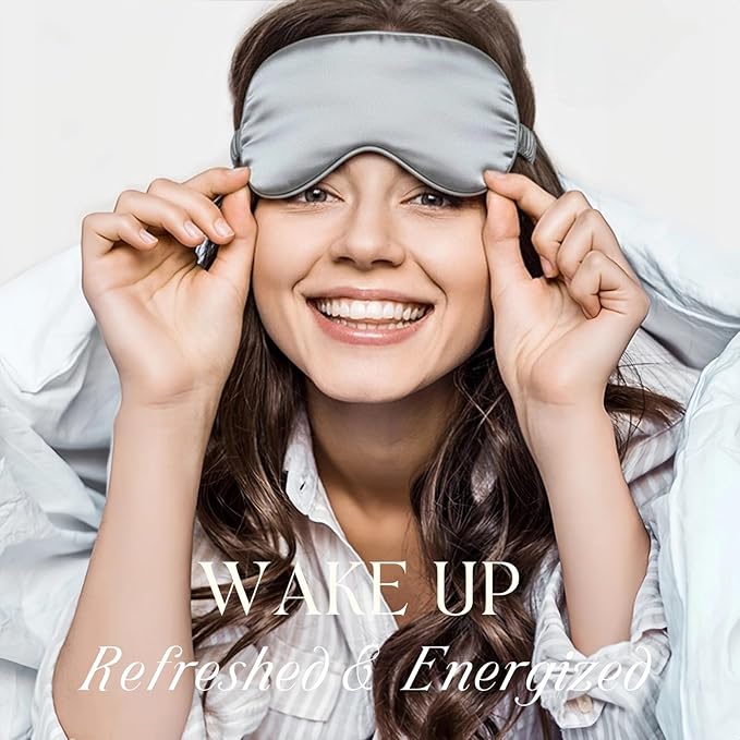 Silk Satin Sleeping Eye Mask, Silvergrey Sleep Eye Mask Night Blindfold for Women and Men, Soft Breathable Blackout Eyeshade Eye Cover for Travel, Wedding Bridesmaid Gift - Bloomnest