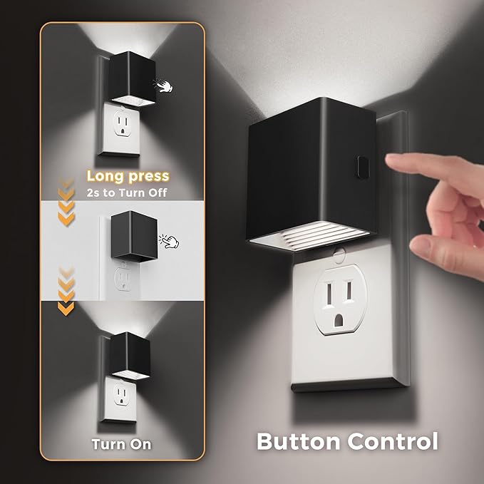 L LOHAS LED Night Light,Night Lights Plug into Wall,[2-Pack] Bright Night Light with Light Sensor,5000K Daylight White,Brightness Adjustable, Modern Nightlight for Bathroom Hallway Kitchen - Bloomnest