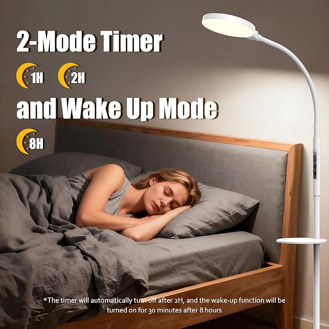 Light Therapy Lamp, 3-in-1 Floor Lamp 11000 Lux, Sunlight Lamp with Remote & Timer, LED UV-Free Sun Lamp with Adjustable 10 Brightness & 5 Color Temperature for Living Room Bedroom Office, White - Bloomnest