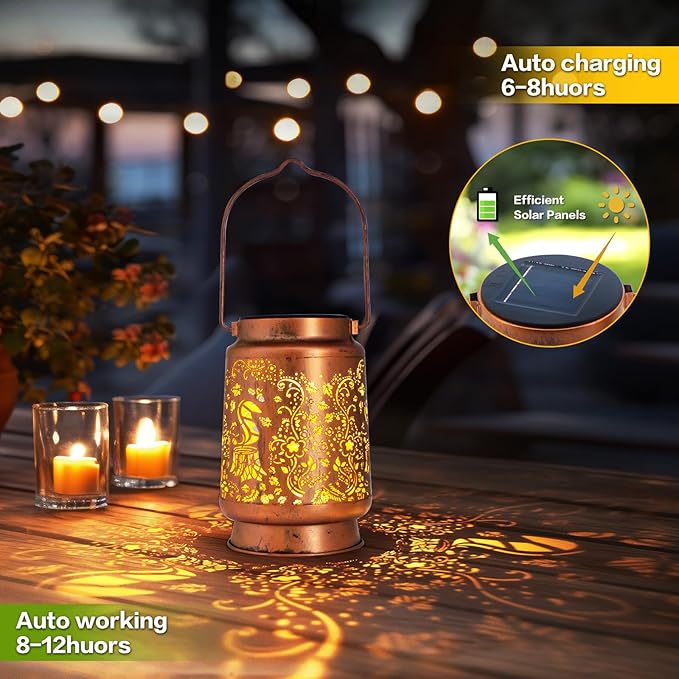 Solar Lanterns Outdoor Garden Decor, Gifts for Women, Mom, Grandma, Birthday, Thanksgiving, Decorative Waterproof Hanging Metal LED Light for Yard, Patio, Lawn, Landscape, Backyard (Squirrel) - Bloomnest