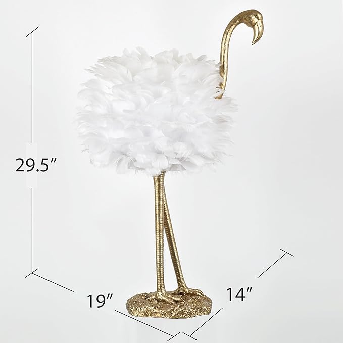 Crestview Collection 29.5" H Polished Gold Flamingo Table Lamp with Feathered Shade - Bloomnest