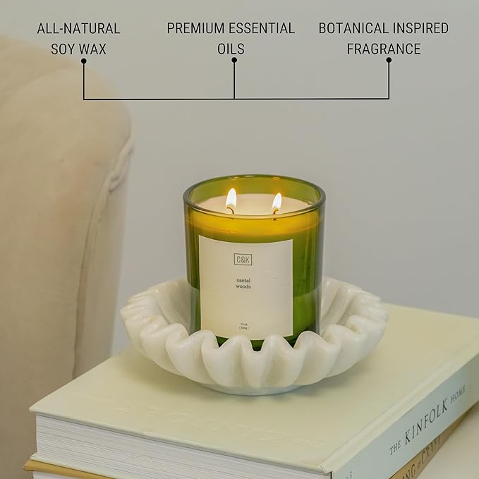 Craft & Kin 12oz Santal Woods Christmas Scented Candle for Home | Premium Green Winter Scented Candles for Men | Made with Natural Soy | Gifts for Men and Women | Nature Collection - Bloomnest