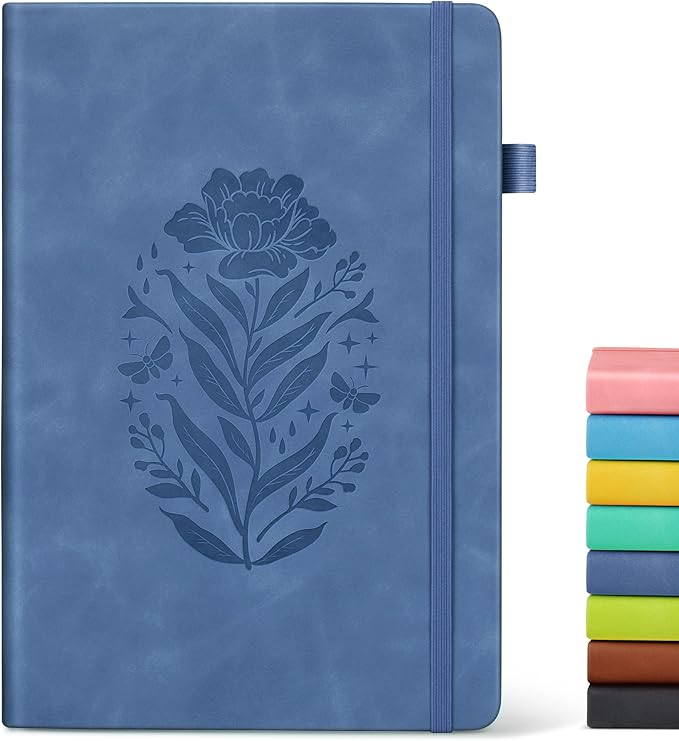 Lined Journal Notebook for Women, A5 Hardcover Leather Journals for Writing, 200 Pages Thick Travel Daily Journal, College Ruled Notebook for Work School, Note Taking,5.75'' X 8.38'' Darkblue - Bloomnest