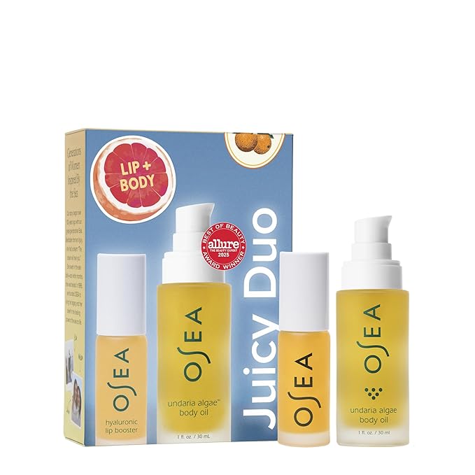 OSEA Juicy Duo Gift Set - Hyaluronic Lip Oil Booster & Undaria Algae™ Body Oil - Travel Size - Stocking Stuffer - Gift for Her - Bloomnest